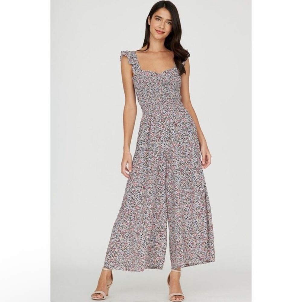 Yumi Kim Floral Smocked Wide-Leg Jumpsuit in Multi-Color